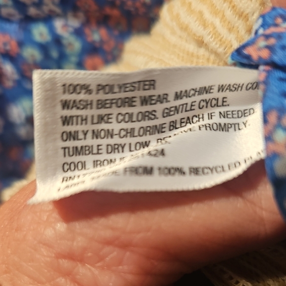 Cherokee Blue Sleeveless Button Down Shirt with Notched Collar See Thru Size 7/8 - Picture 4 of 6